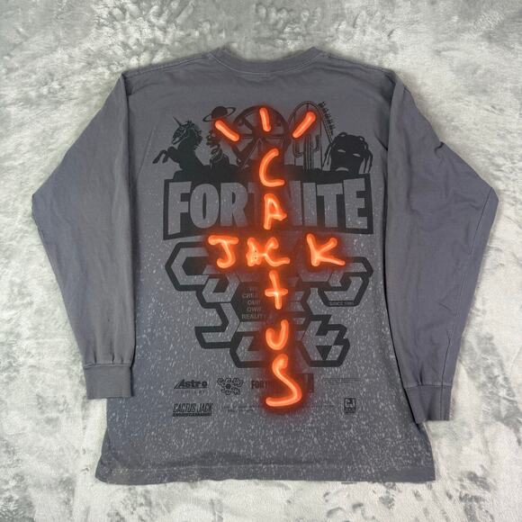 Cactus Jack Fortnite paint splatter streetwear long sleeve graphic tshirt mens L - Picture 2 of 8